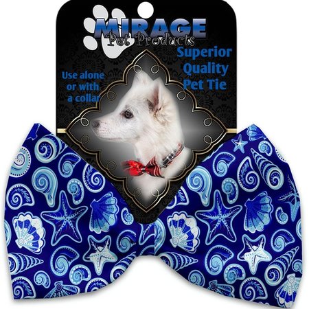 MIRAGE PET PRODUCTS Blue Seashells Pet Bow Tie Collar Accessory with Cloth Hook & Eye 1254-VBT